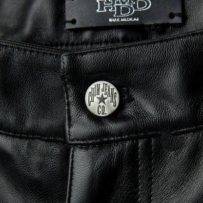 BLACK LAMB-CHOP LEATHER SHORTS