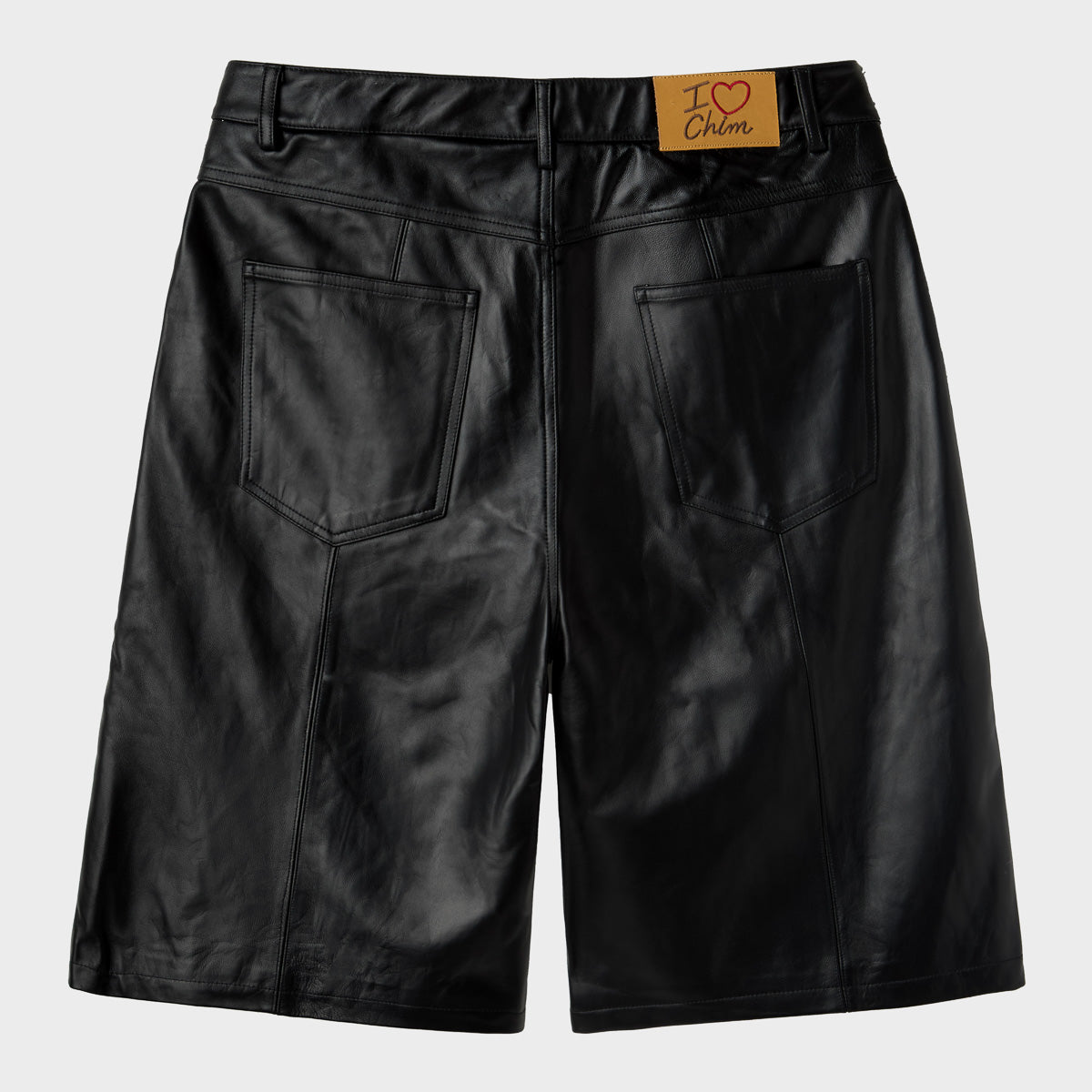 BLACK LAMB-CHOP LEATHER SHORTS