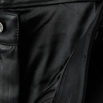 BLACK LAMB-CHOP LEATHER SHORTS
