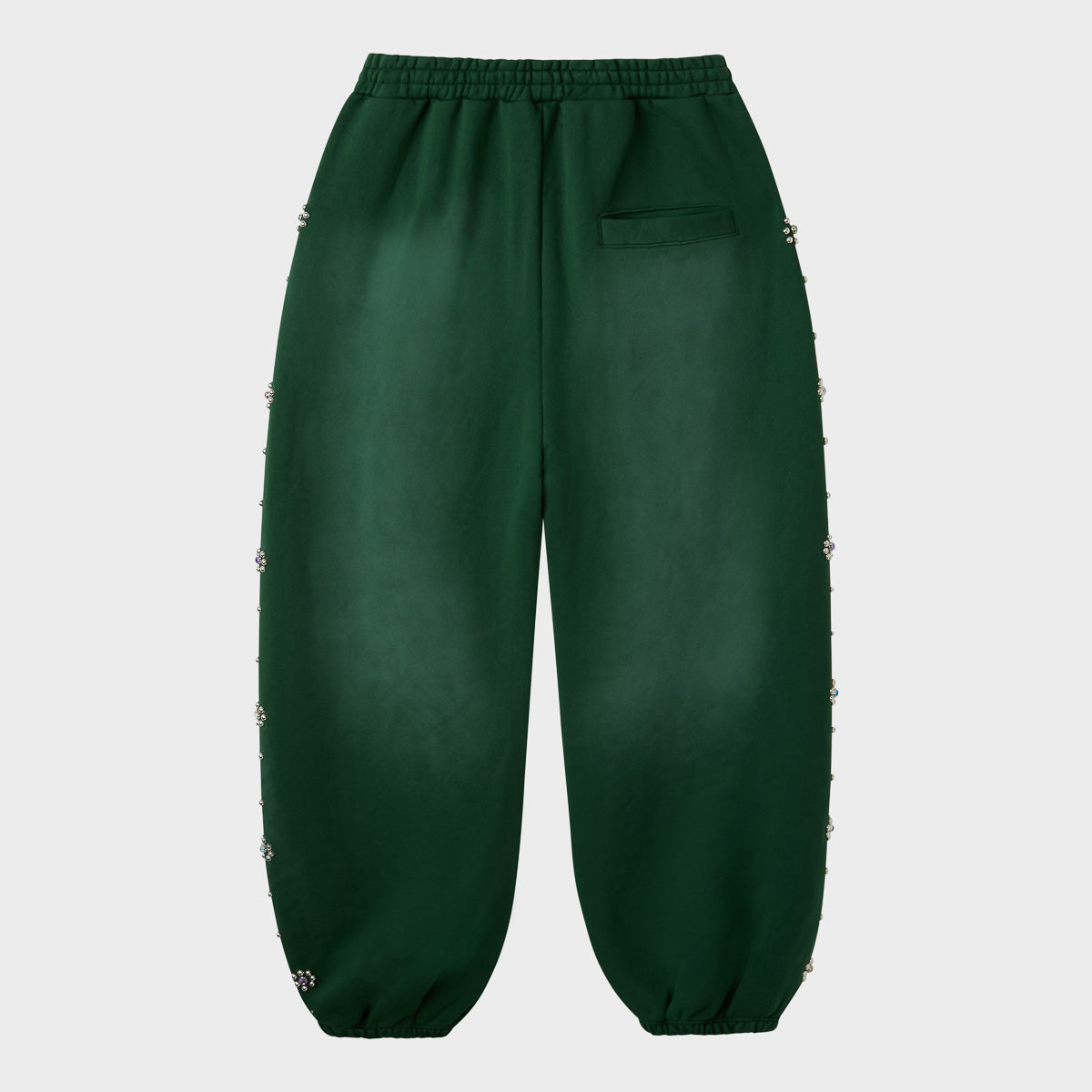 GREEN FLOWER STUDDED SCRUNCH SWEATS