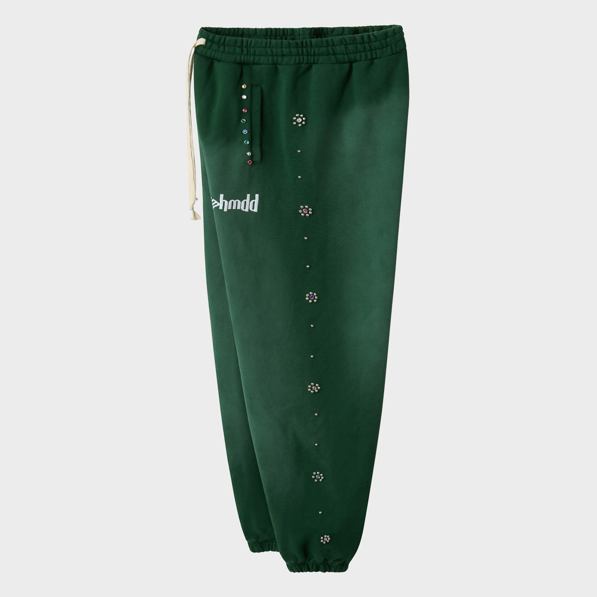GREEN FLOWER STUDDED SCRUNCH SWEATS